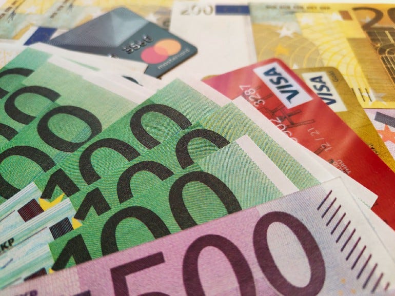 credit cards and euros