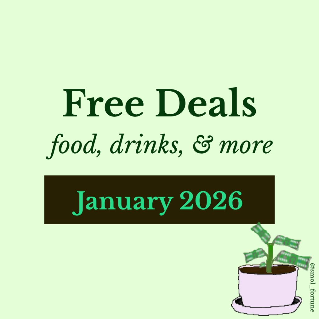 Text: Free Deals - food drinks and more, January 2026