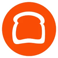 an app icon - an orange circle with a piece of toast in the center